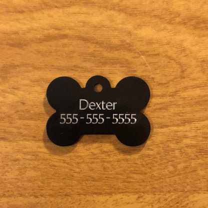 Horse, Stallion, Large Black Bone Tag, Personalized Aluminum Tag, Diamond Engraved, Dog Tag, Puppy Tag, For Dog Collar, Lost Dog ID, HOBLBB