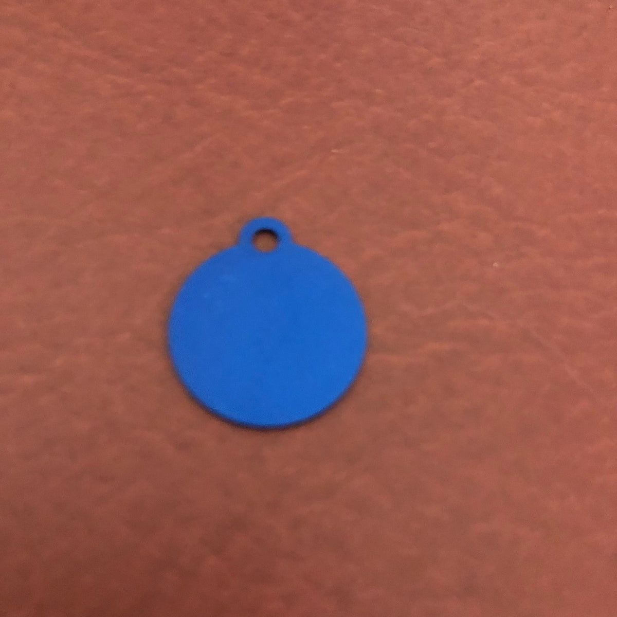 Cartoon Skull and Bones Crossbones Small Blue Circle Aluminum Tag Personalized Diamond Engraved Dog Tag Cat Tag ID Tag Pet tag Puppy Tag