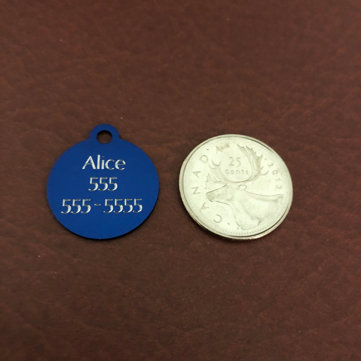 Cartoon Skull and Bones Crossbones Small Blue Circle Aluminum Tag Personalized Diamond Engraved Dog Tag Cat Tag ID Tag Pet tag Puppy Tag