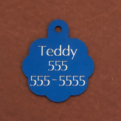 I’m Blind, Large Blue Rosette, Personalized Aluminum Tag, Diamond Engraved, Dog Tag, Cat Tag, ID Tag, Kitty Tag, Puppy Tag, For Dog Collars