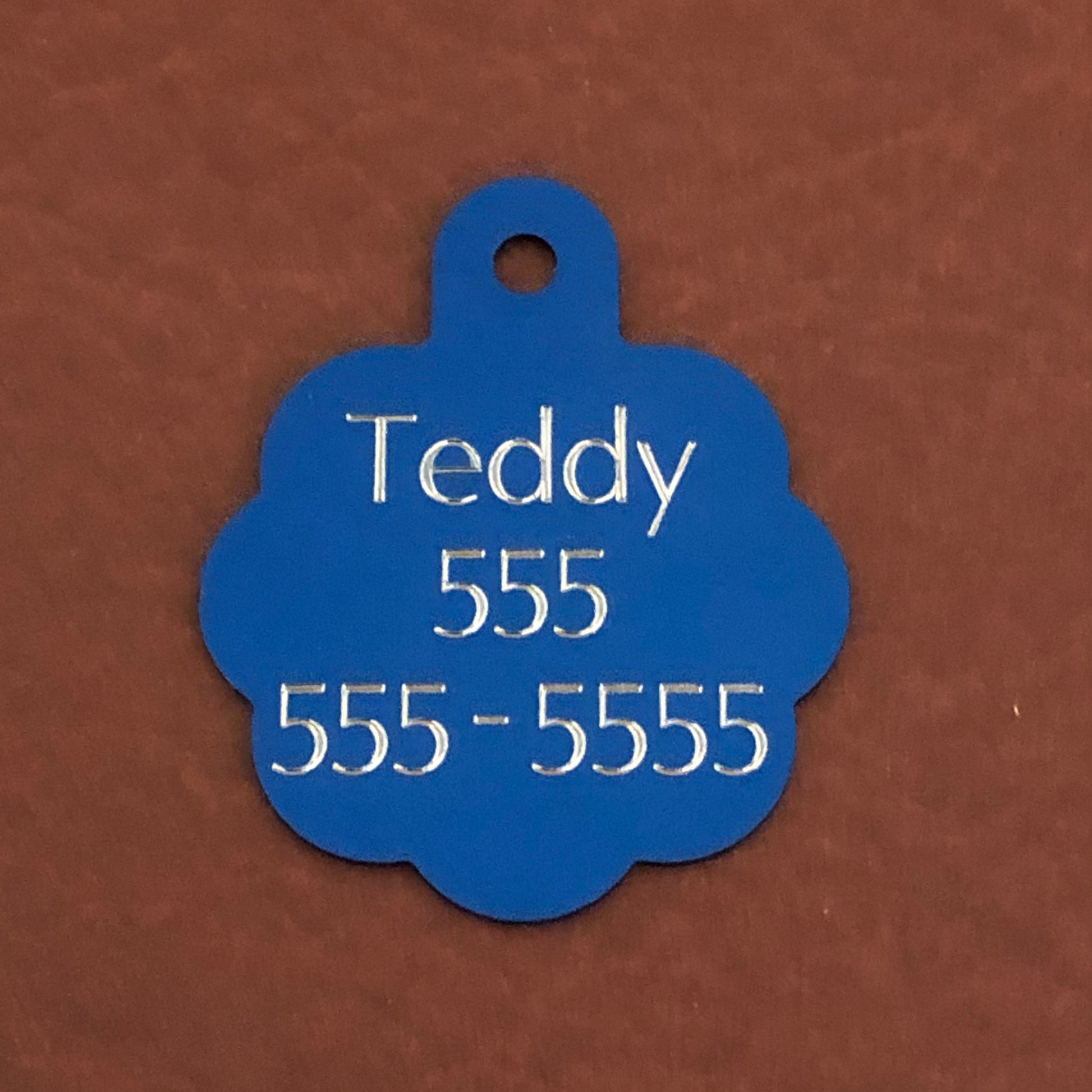 I’m Blind, Large Blue Rosette, Personalized Aluminum Tag, Diamond Engraved, Dog Tag, Cat Tag, ID Tag, Kitty Tag, Puppy Tag, For Dog Collars