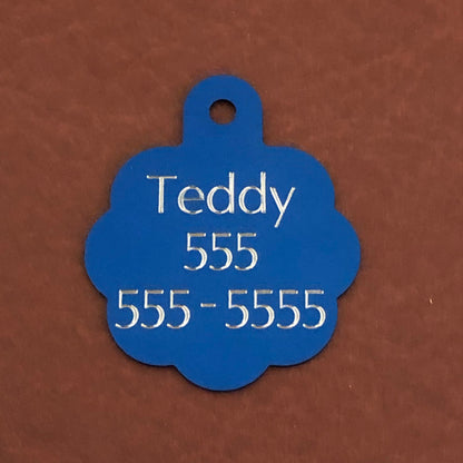 Frog, Toad, Amphibians Large Blue Rosette Tag, Personalized Aluminum Tag, Diamond Engraved, For Dog Cat ID Tag Kitty Tag Puppy Tag CApsALBRT