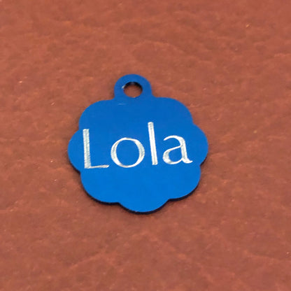 I'm Blind, Small Blue Rosette Aluminum Tag, Personalized Diamond Engraved, Cat Tag, ID Tag, Dog Tag, Tag for Dog Collar, Tag for Cat Collar