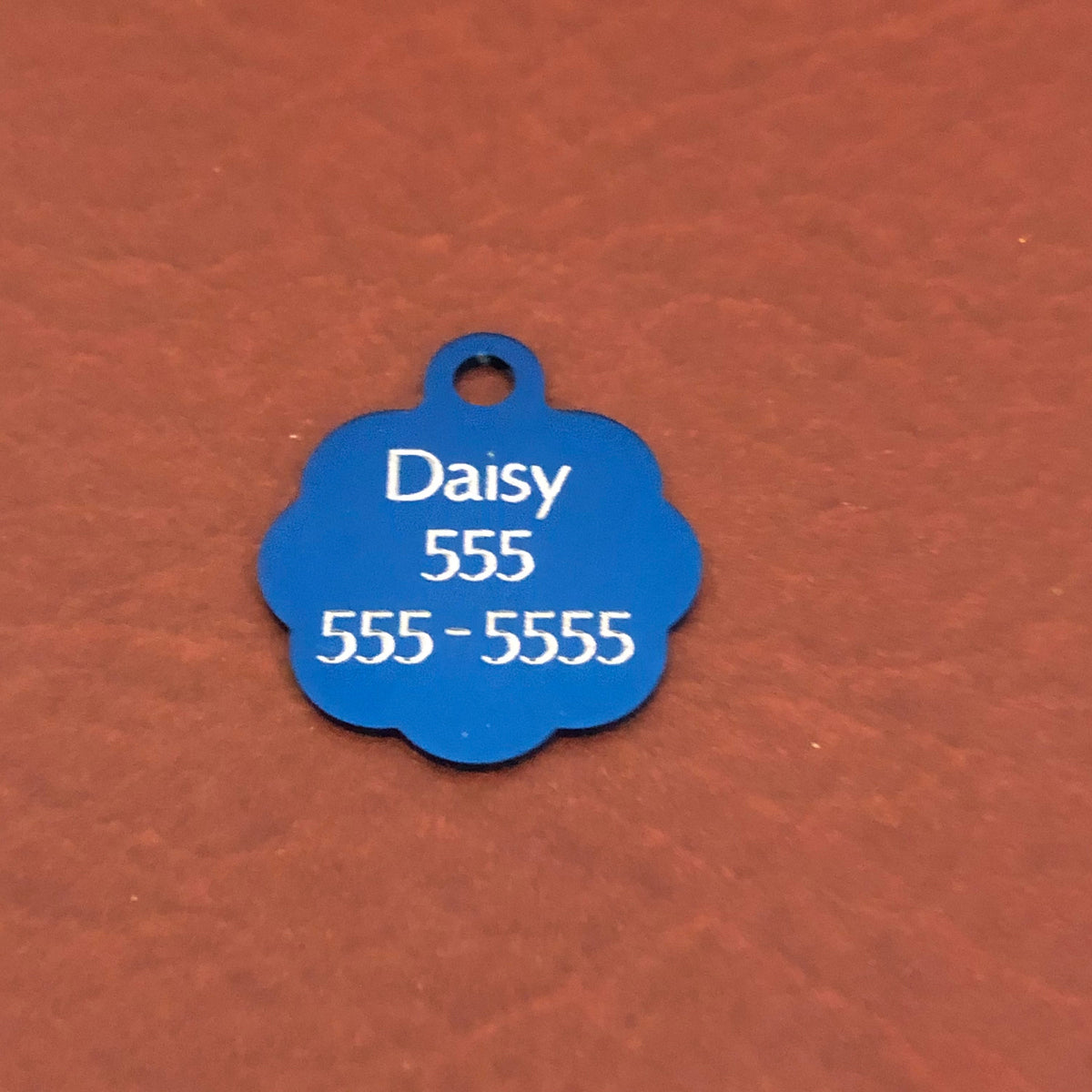 I'm Blind, Small Blue Rosette Aluminum Tag, Personalized Diamond Engraved, Cat Tag, ID Tag, Dog Tag, Tag for Dog Collar, Tag for Cat Collar