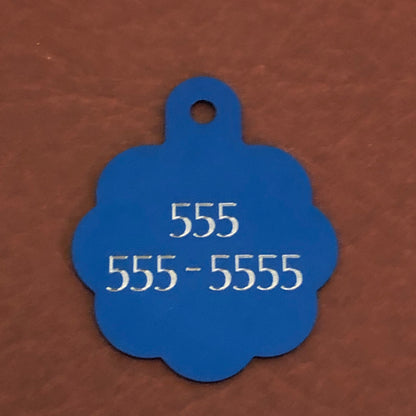 Cocker Spaniel Dog, Large Blue Rosette Tag, Personalized Aluminum Tag, Diamond Engraved, Dog Cat Tag ID Tag Kitty Tag Puppy Tag CARALBRT