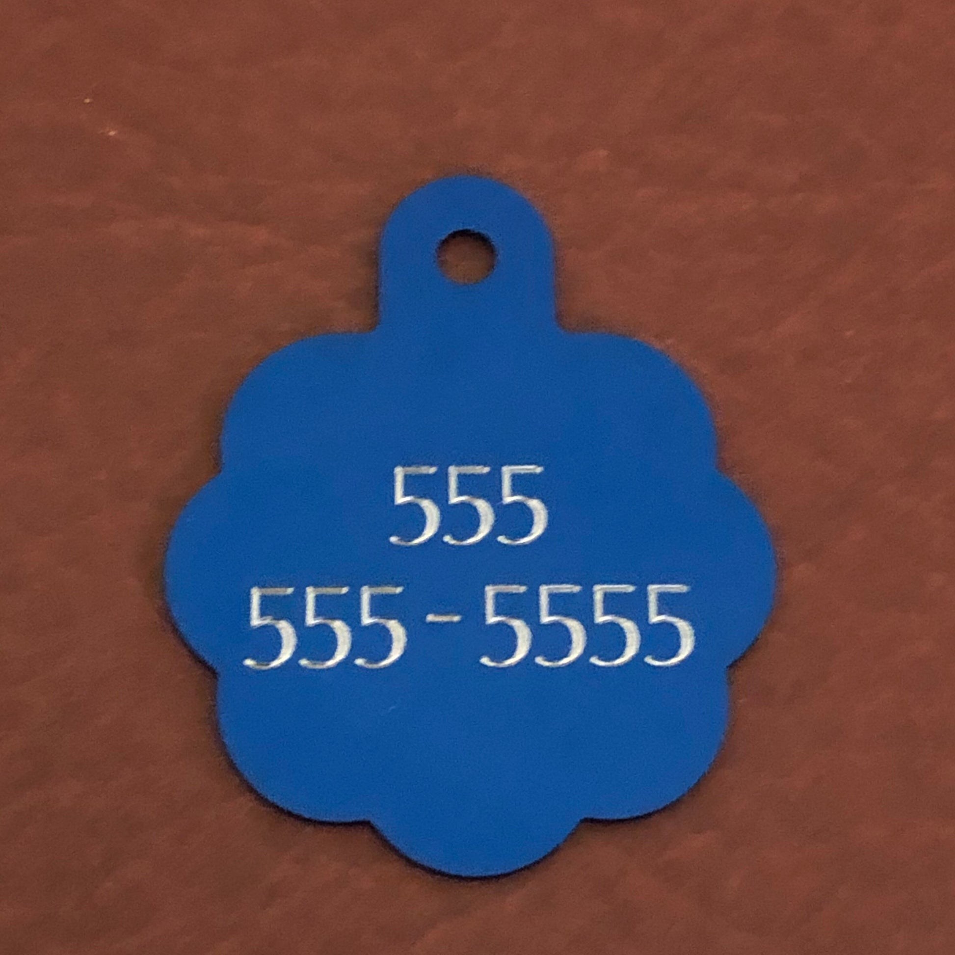 Large Blue Rosette Tag, Personalized Aluminum Tag, Diamond Engraved, Dog, Cat Tag, ID Tag Kitty Tag Puppy Tag For Bags, Collars, Key Chains