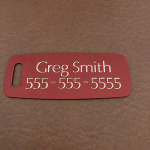 Dolphin, Aluminum Personalized Red Luggage Tag, Diamond Engraved, Perfect For Carry-on, Backpack, Suitcases CAlAPLT