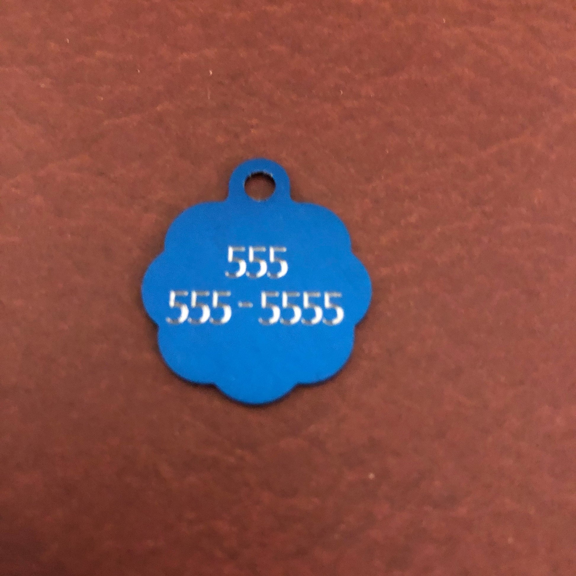 I'm Blind, Small Blue Rosette Aluminum Tag, Personalized Diamond Engraved, Cat Tag, ID Tag, Dog Tag, Tag for Dog Collar, Tag for Cat Collar