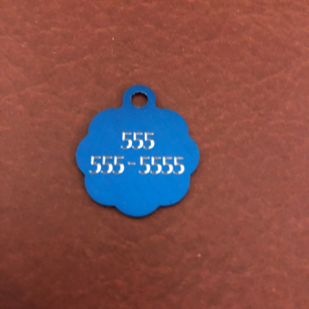 I'm Blind, Small Blue Rosette Aluminum Tag, Personalized Diamond Engraved, Cat Tag, ID Tag, Dog Tag, Tag for Dog Collar, Tag for Cat Collar