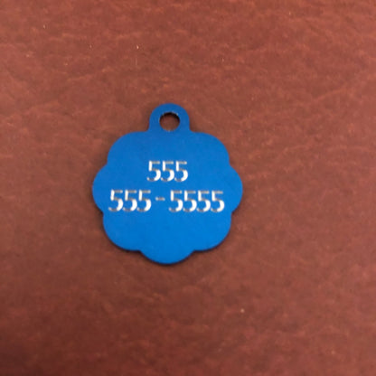 I'm Blind, Small Blue Rosette Aluminum Tag, Personalized Diamond Engraved, Cat Tag, ID Tag, Dog Tag, Tag for Dog Collar, Tag for Cat Collar