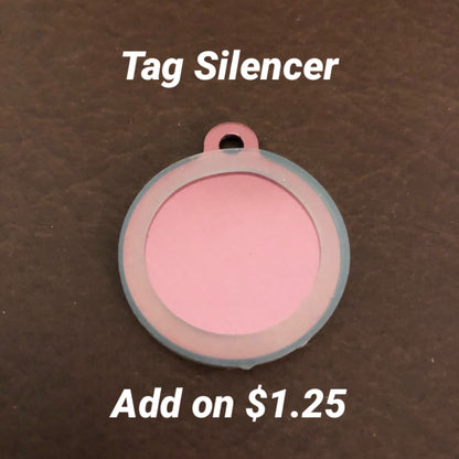 Tickled Pink Paws Large Circle Tag Personalized Aluminum Tag Diamond Engraved Puppy Tag Kitty Tag Dog Tag Cat Tag