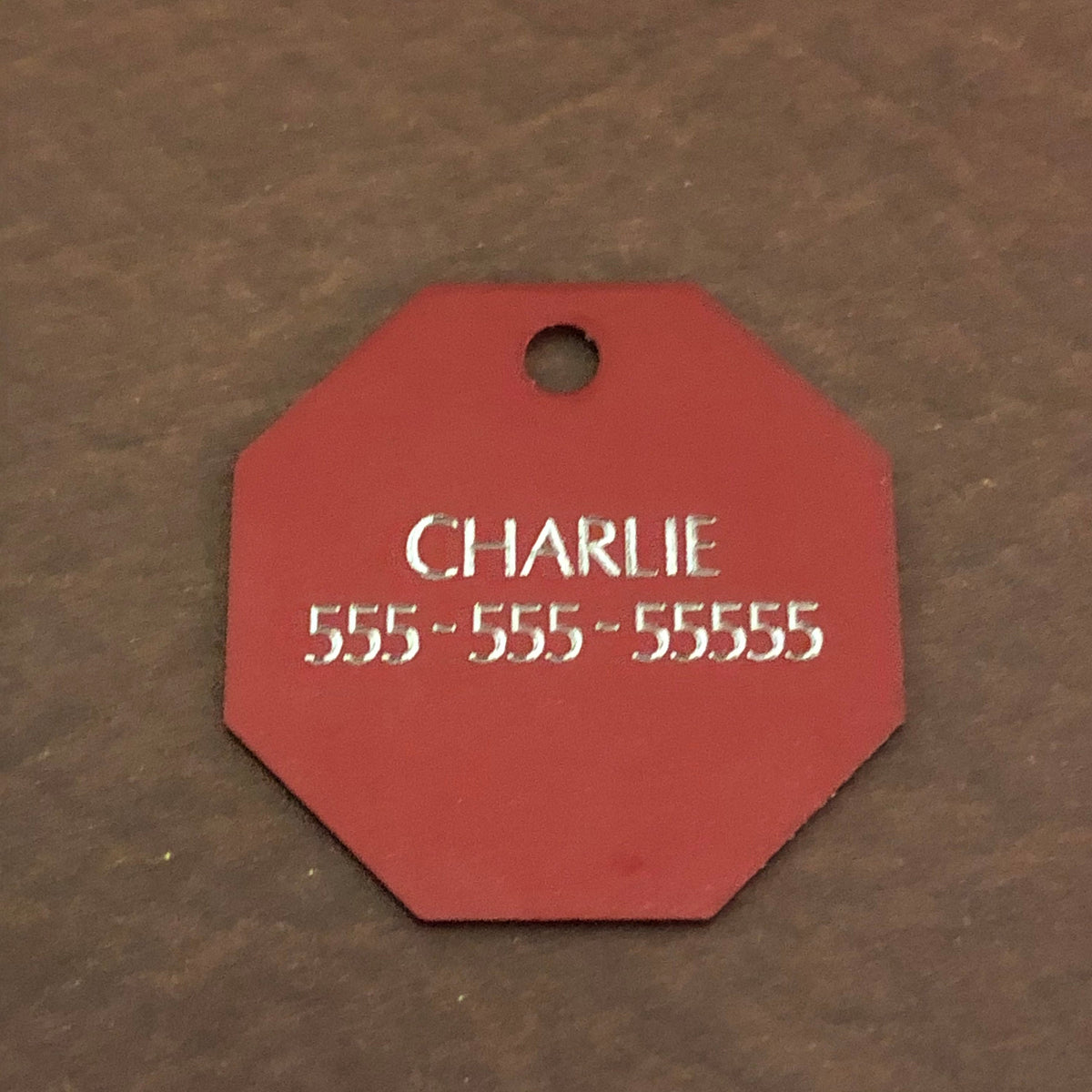 Dog, Large Stop Sign, Personalized Aluminum Tag Diamond Engraved Tag ID For Bags, Key Chains. CAVAPLSS