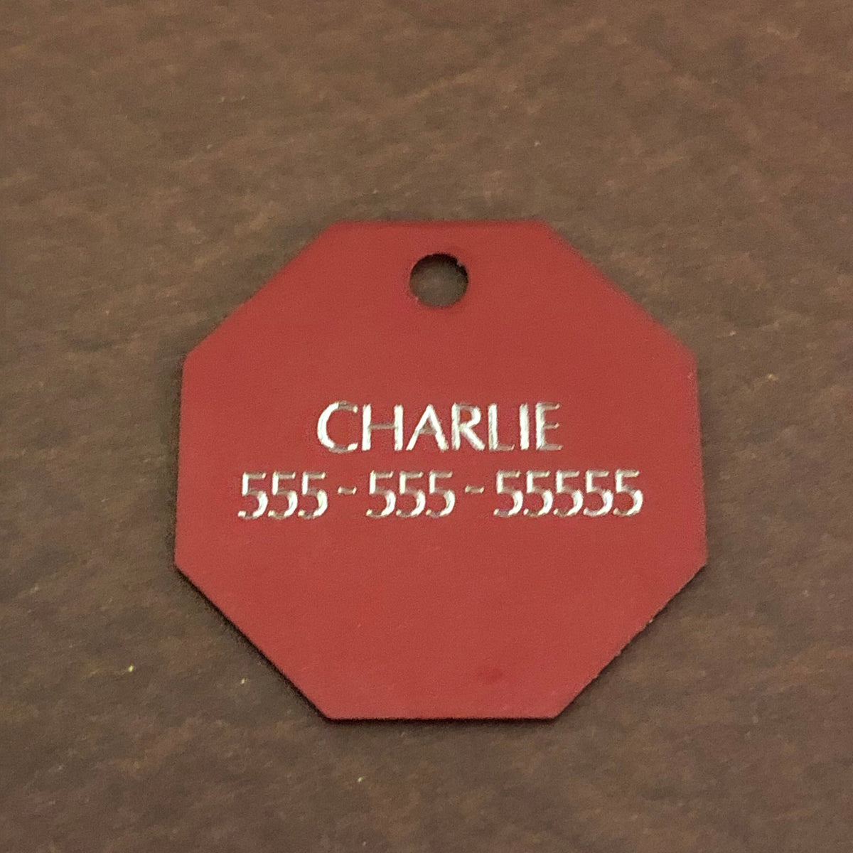 Dog, Large Stop Sign, Personalized Aluminum Tag Diamond Engraved Tag ID For Bags, Key Chains. CAQAPLSS