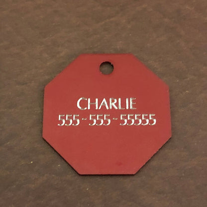 Poodle, Dog, Large Stop Sign, Personalized Aluminum Tag Diamond Engraved Tag ID For Bags, Key Chains. CAFAPLSS