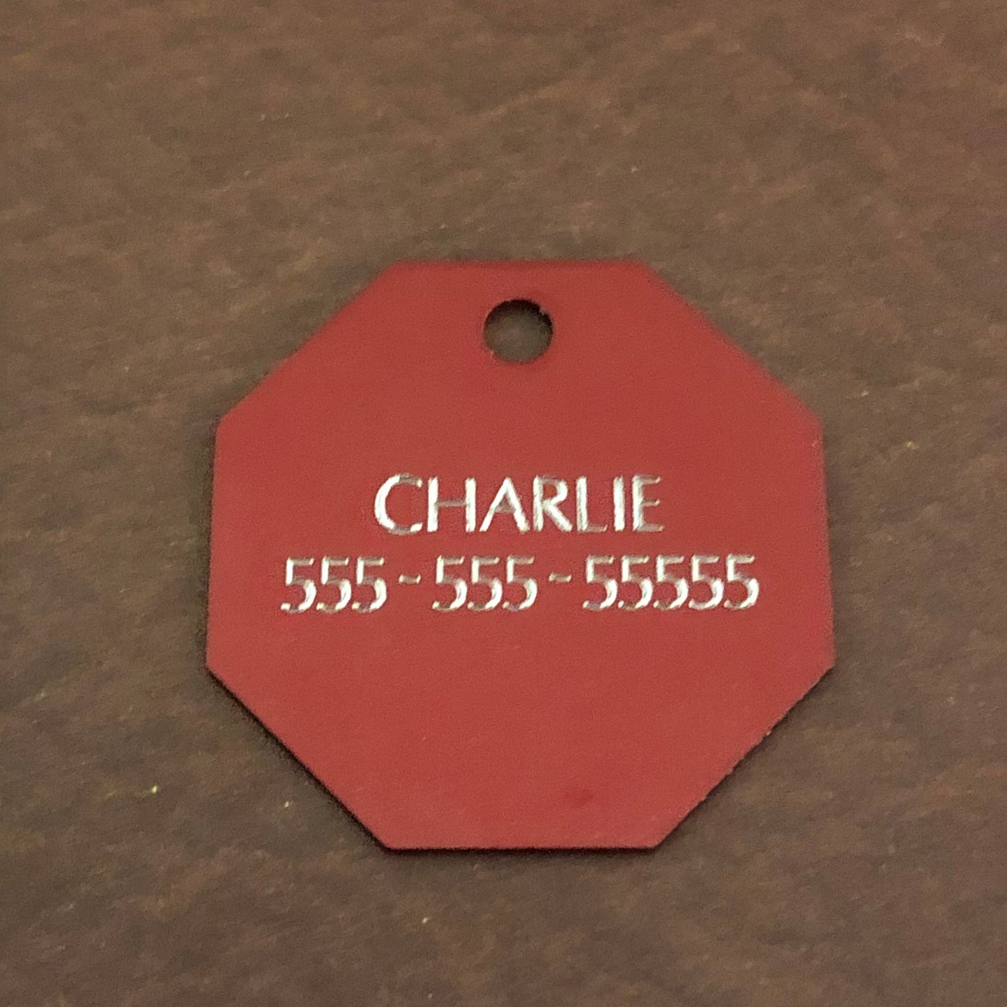 Bulldog, Dog, Large Stop Sign, Personalized Aluminum Tag Diamond Engraved Tag ID For Bags, Key Chains. CAJAPLSS