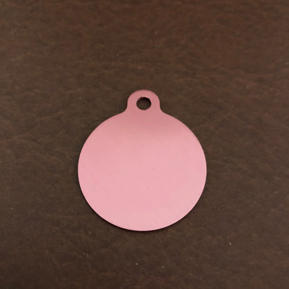 Pink Paisley Dog Tag Cat Tag Large Circle Tag Personalized Aluminum Tag Diamond Engraved Puppy Tag Kitty Tag