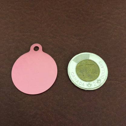 Pink Paisley Dog Tag Cat Tag Large Circle Tag Personalized Aluminum Tag Diamond Engraved Puppy Tag Kitty Tag