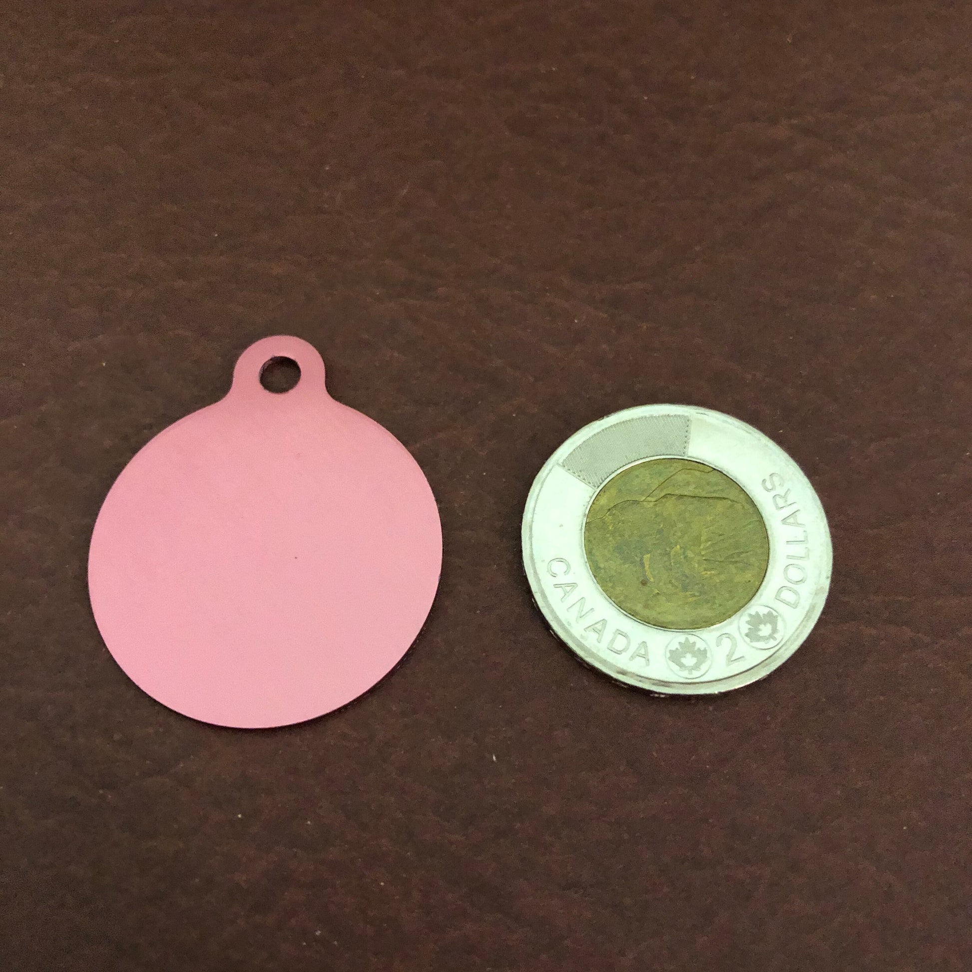 Pink Paisley Dog Tag Cat Tag Large Circle Tag Personalized Aluminum Tag Diamond Engraved Puppy Tag Kitty Tag
