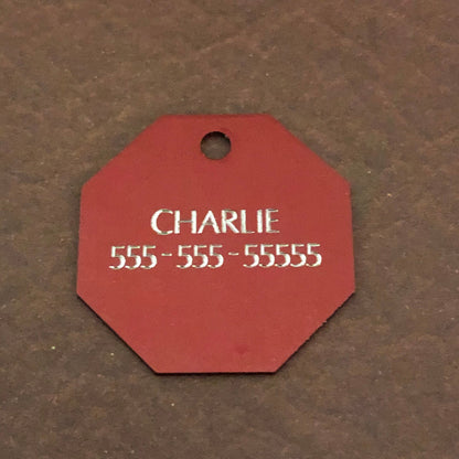 Dog, Large Stop Sign, Personalized Aluminum Tag Diamond Engraved Tag ID For Bags, Key Chains. CAVAPLSS