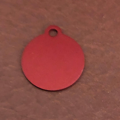 Spoiled, Small Red Circle Aluminum Tag, Personalized Diamond Engraved, Cat Tag, Dog Tag, Pet ID Tags, For Dog Collar, SSRC