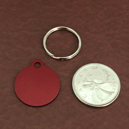 Princess, Small Red Circle Aluminum Tag, Personalized Diamond Engraved, Cat Tag, Dog Tag, Pet ID Tags, Lost Pet, For Dog Collar, PCSRC