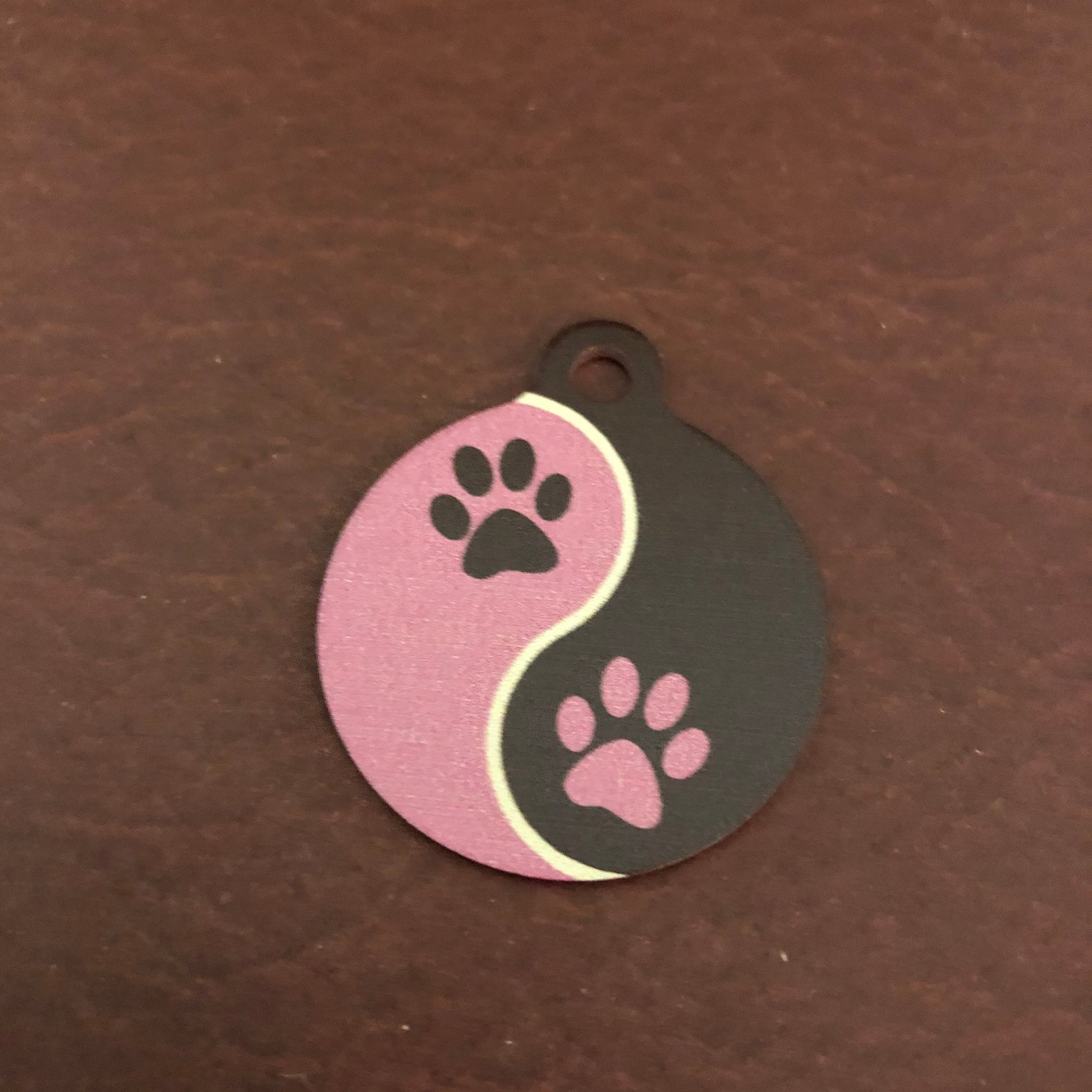 Tickled Pink Paws Large Circle Tag Personalized Aluminum Tag Diamond Engraved Puppy Tag Kitty Tag Dog Tag Cat Tag