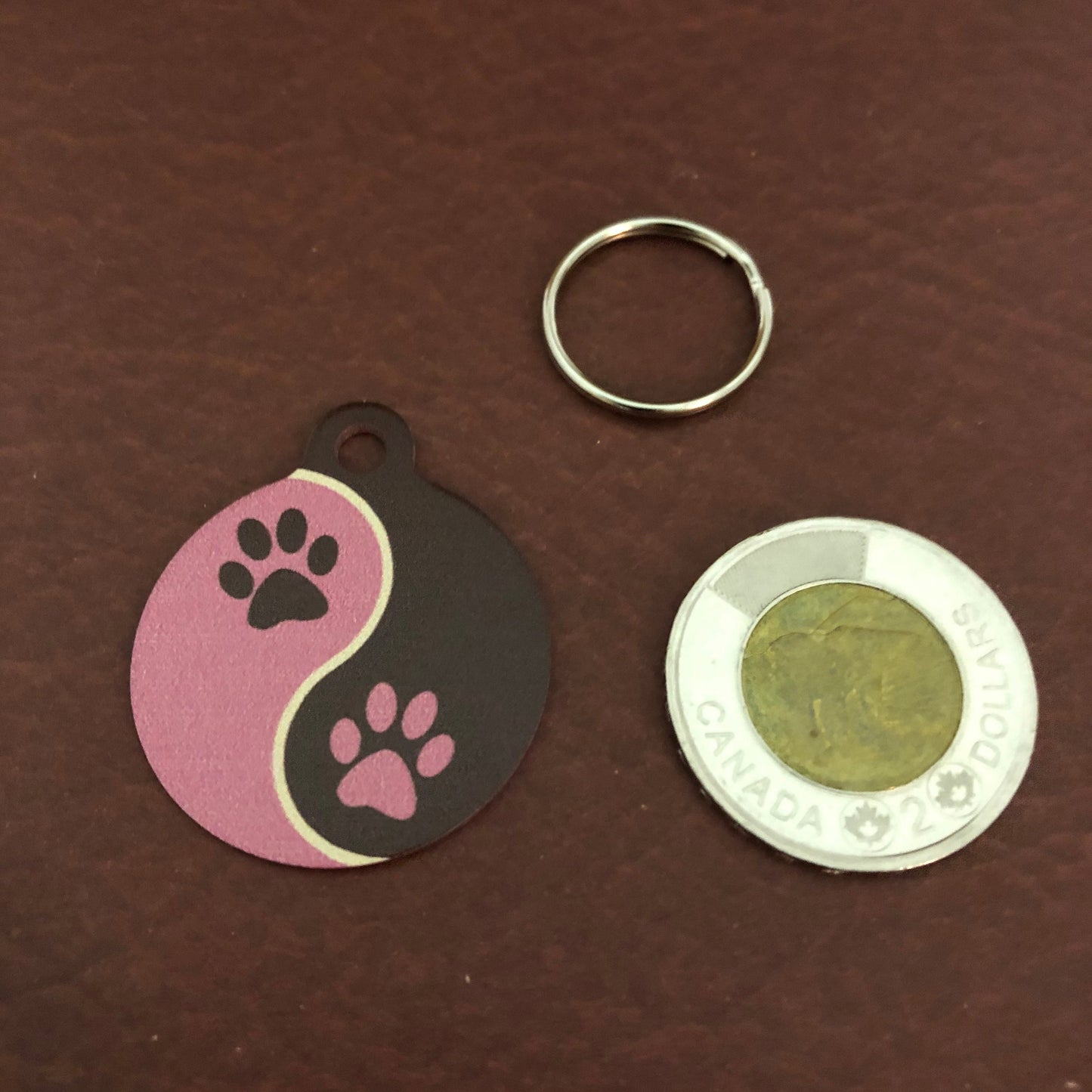 Tickled Pink Paws Large Circle Tag Personalized Aluminum Tag Diamond Engraved Puppy Tag Kitty Tag Dog Tag Cat Tag