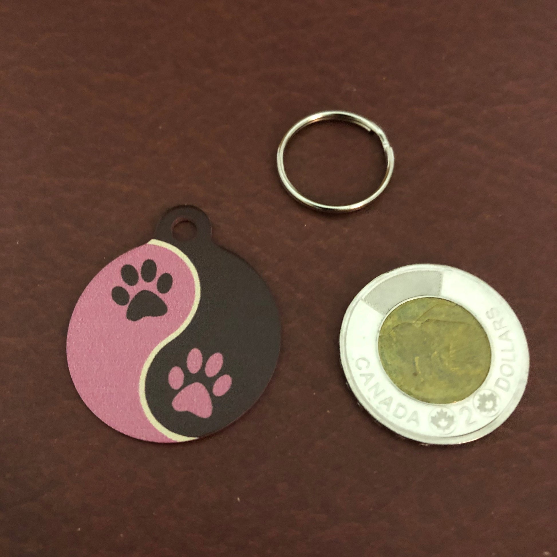 Tickled Pink Paws Large Circle Tag Personalized Aluminum Tag Diamond Engraved Puppy Tag Kitty Tag Dog Tag Cat Tag