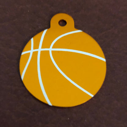 Basketball Large Orange Circle Personalized Aluminum Tag Diamond Engraved Dog Tag Cat Tag Animal Tag Kitty Tag Puppy, BKBLOCT2