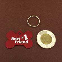 Load image into Gallery viewer, Best Friend #1, Large Red Bone, Personalized Aluminum Tag, Diamond Engraved, Dog Tag, Puppy Tag, For Dog Collar, For Puppy Collar, BFN1LRB