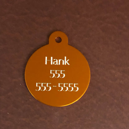 Dog, Large Circle Aluminum Tag, Personalized Diamond Engraved, Cat Tag, Dog Tag, ID Tag For Bags, Backpacks, Key Chain Keychain CAKAPLCT