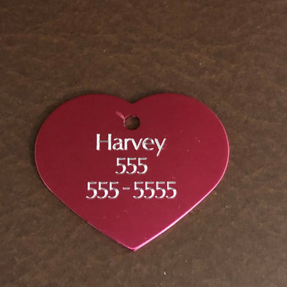 Daisy Floral Print Large Pink Heart Aluminum Tag Diamond Engraved Personalized Dog Tag Cat Tag For Dog Collars For Cat Collars, Bags DFPLPH