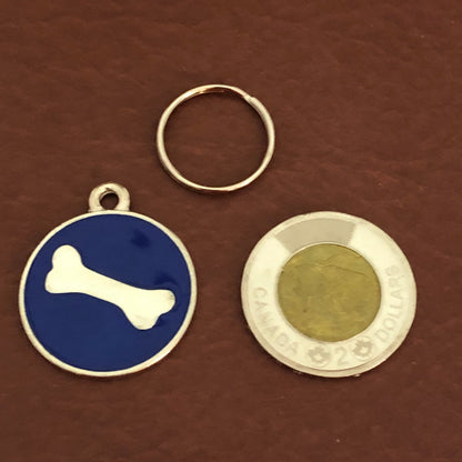 Bone Inlay, Large Pewter Circle Tag, Personalized Diamond Engraved, Dog Tag, Puppy Tag, For Dog Collars, For Puppy Collars Stuffing Stuffer