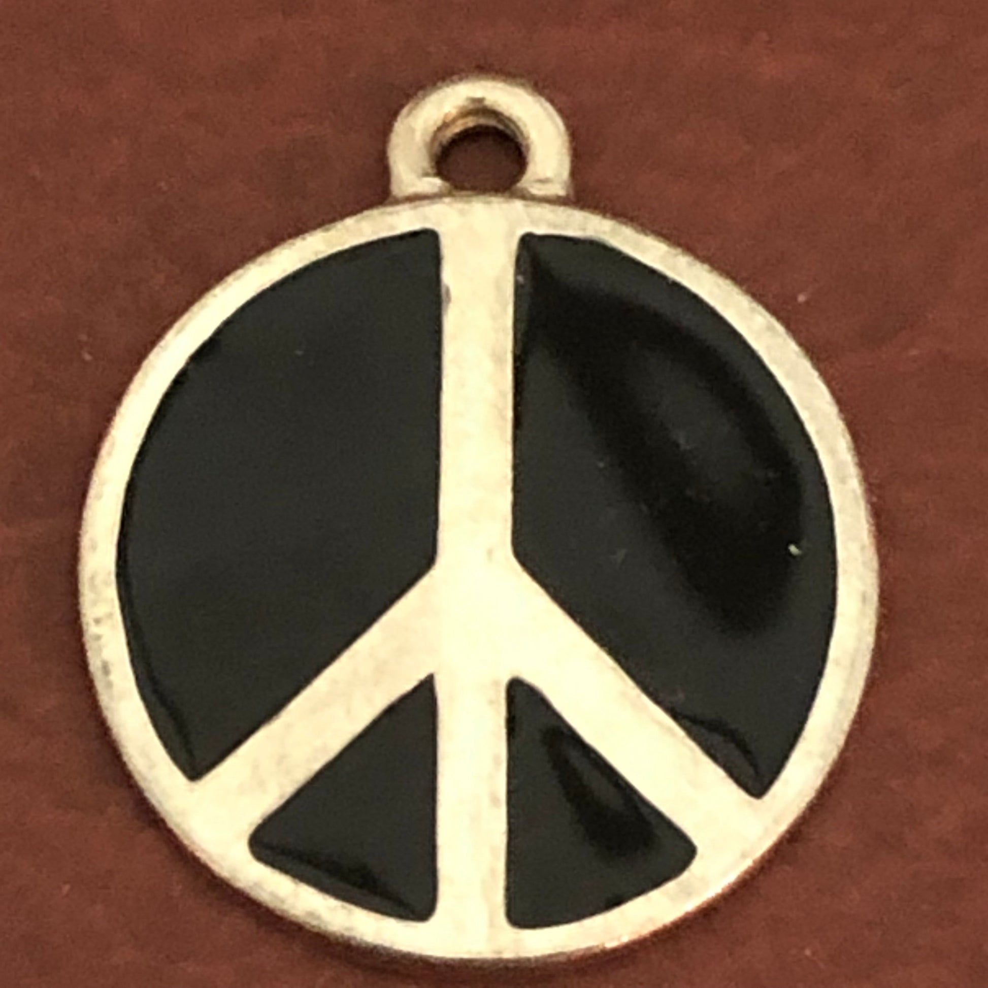 Black Peace Sign, Large Pewter Circle Tag, Opaque Pastel Tags, Personalized Diamond Engraved, Dog Tag, Cat Tag, For Dog Collar, Cat Collars