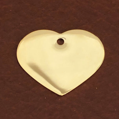 Paw Tag, Large Pink Heart Gold Plated Brass Tag, Pawsh Tag, Diamond Engraved Personalized Dog Tag, Cat Tag, For Dog Collar, PTLPHG