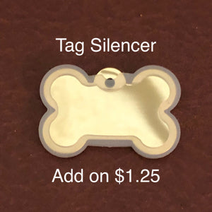 Paw Tag, Large Red Bone Gold Plated Brass Tag, PTLRBG