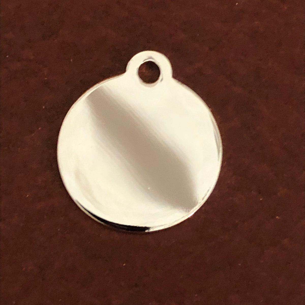 Paw Tag, Small Pink Circle Silver Plated Brass Tag, Pawsh Tag, Diamond Engraved Personalized Dog Tag, Cat Tag, For Dog Collar, Cat ID PTSPCS
