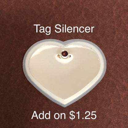Paw Tag, Large Red Heart Silver Plated Brass Tag, Pawsh Tag, Diamond Engraved Personalized Dog Tag, Cat Tag, For Dog Collars For Cat Collars