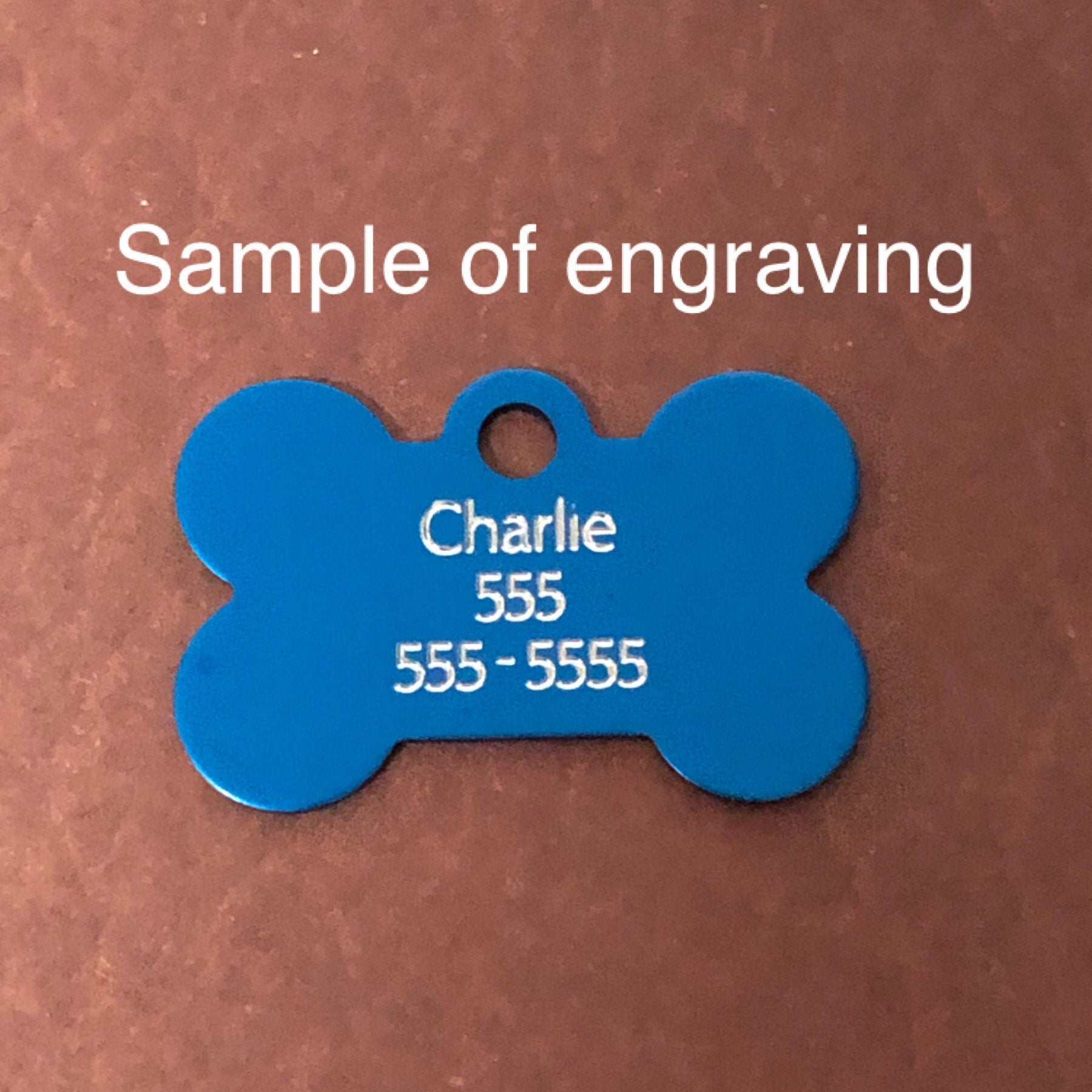 Paw Tag, Small Red Bone, Gold Plated Brass Tag, Pawsh Tag, Diamond Engraved Personalized Dog Tag, For Dog Collar, Lost Dog ID, PTSRBG