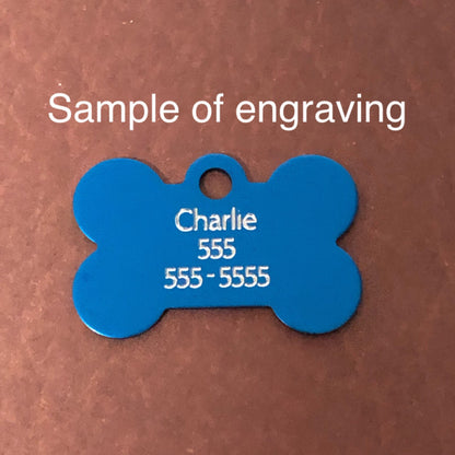Paw Tag, Small Red Bone, Gold Plated Brass Tag, Pawsh Tag, Diamond Engraved Personalized Dog Tag, For Dog Collar, Lost Dog ID, PTSRBG
