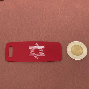 The Star of David, Magen David, Aluminum Personalized Red Luggage Tag, Diamond Engraved, Carry-on, Backpack, Suitcases CAdAPLT