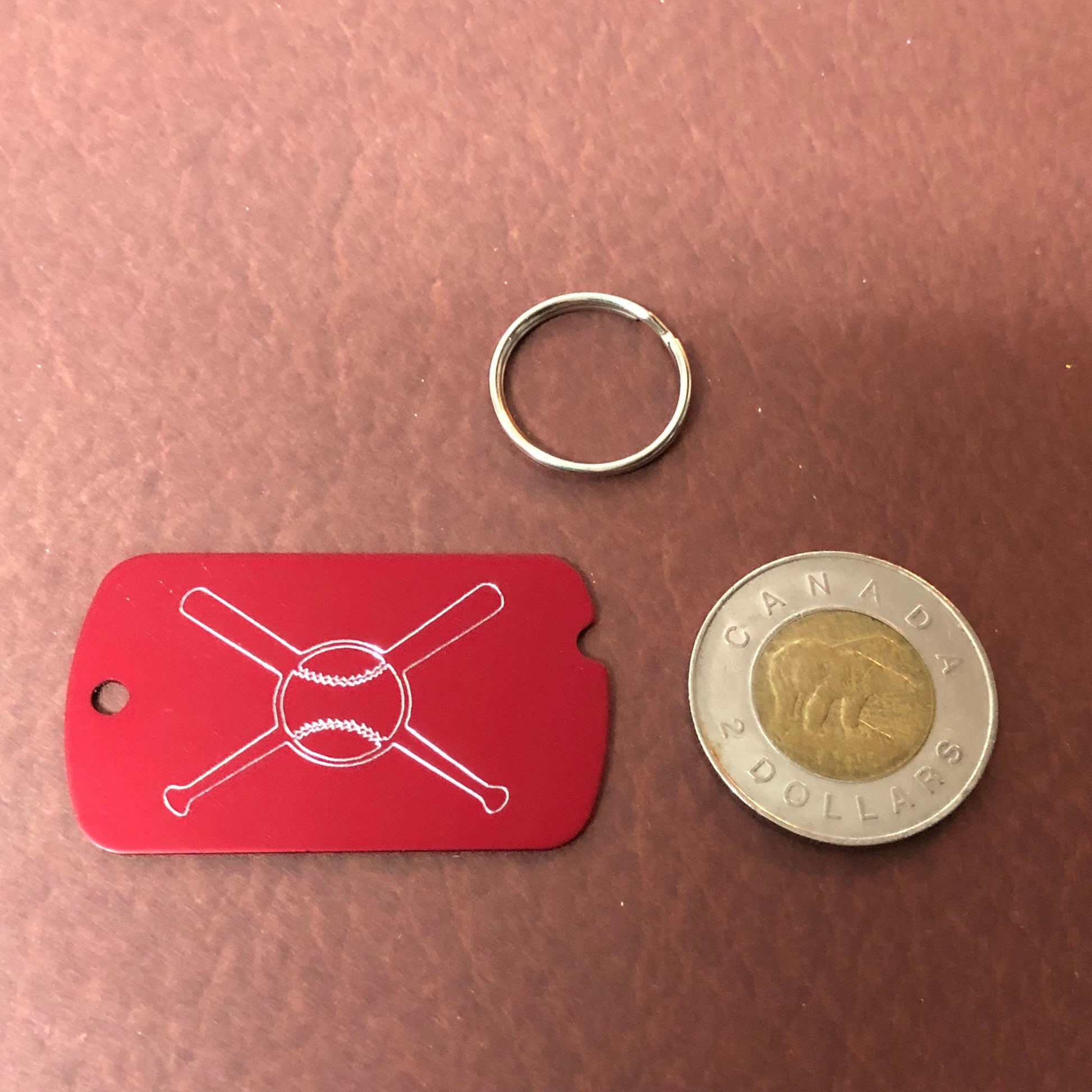 Baseball, Baseball Bat, Personalized Aluminum ID Tag Diamond Engraved For Carry-on, Backpacks, Equipment Bags, Key Chains, CAqAMI