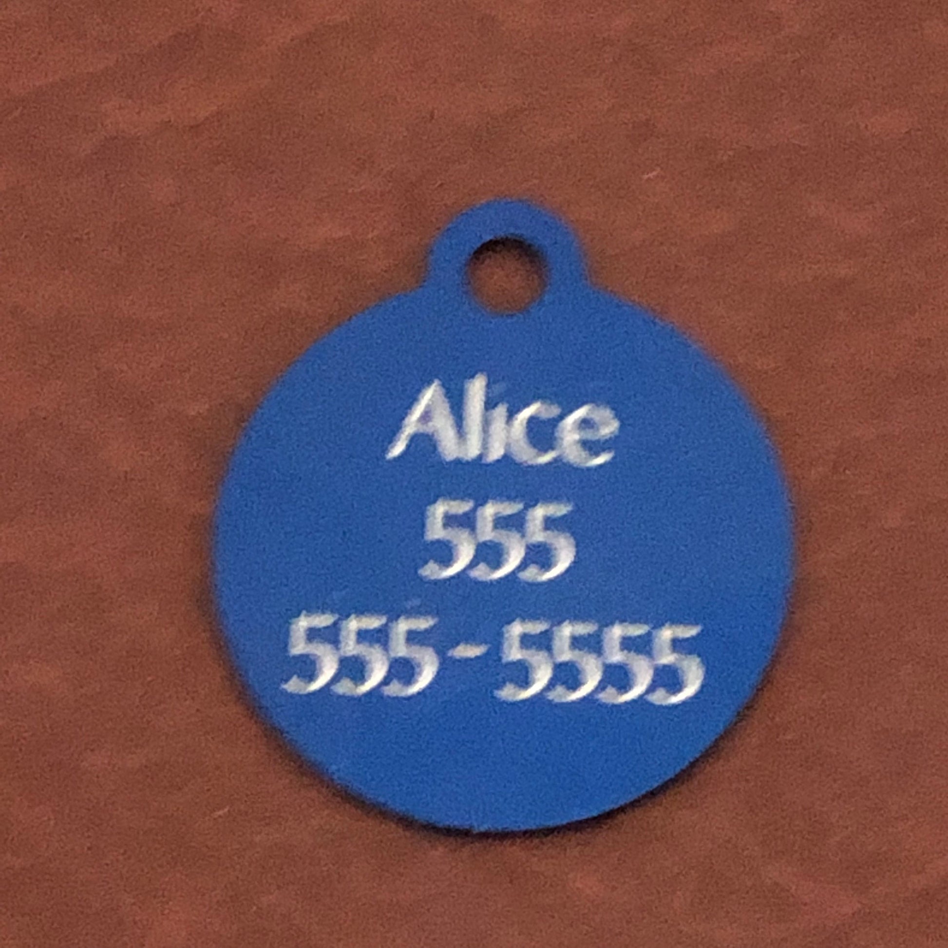 Indoor Only Cat Call My Mom, Small Circle Aluminum Tag, Personalized Diamond Engraved Cat Tag, Cat ID Tag, Kitty Tag, For Cat Collar IOCCMSC