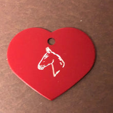 Load image into Gallery viewer, Horse, Large Heart Aluminum Tag, Personalized Diamond Engraved, Pet Tag, Cat Tag, Dog Tag, ID Tag, For Bags, Backpacks, Key Chains, CAMAPLHT