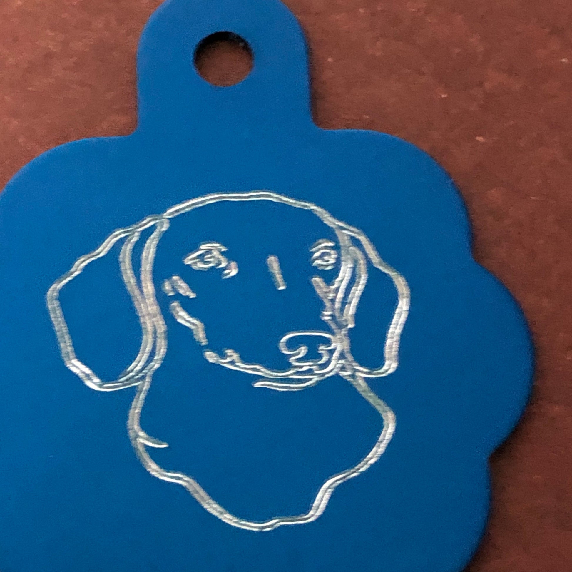 Dog, Large Blue Rosette Tag, Personalized Aluminum Tag, Diamond Engraved, Dog Cat Tag ID Tag Kitty Tag Puppy Tag CAQALBRT