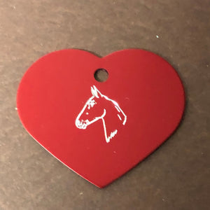 Horse, Large Heart Aluminum Tag, Personalized Diamond Engraved, Pet Tag, Cat Tag, Dog Tag, ID Tag, For Bags, Backpacks, Key Chains, CAMAPLHT