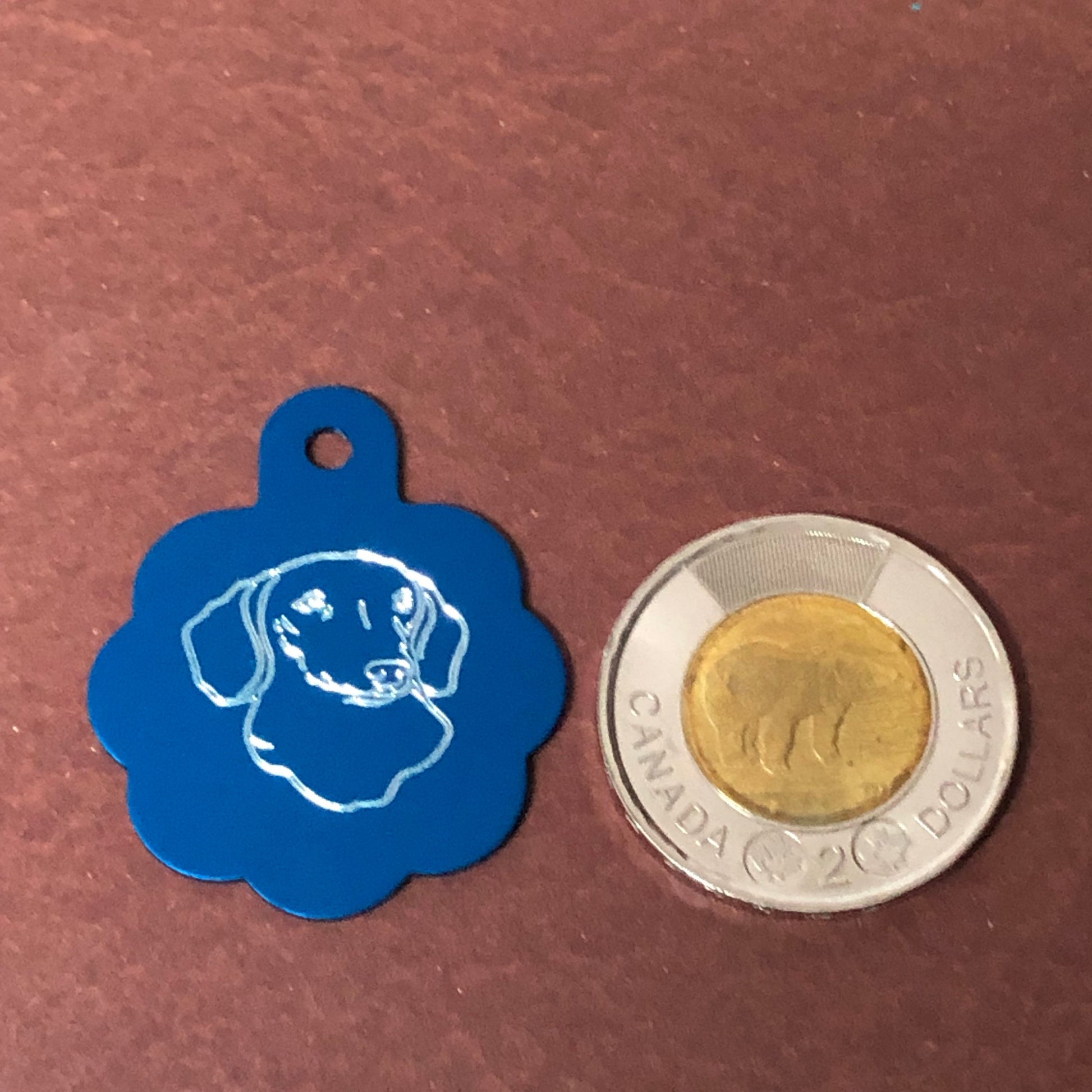 Dog, Large Blue Rosette Tag, Personalized Aluminum Tag, Diamond Engraved, Dog Cat Tag ID Tag Kitty Tag Puppy Tag CAQALBRT