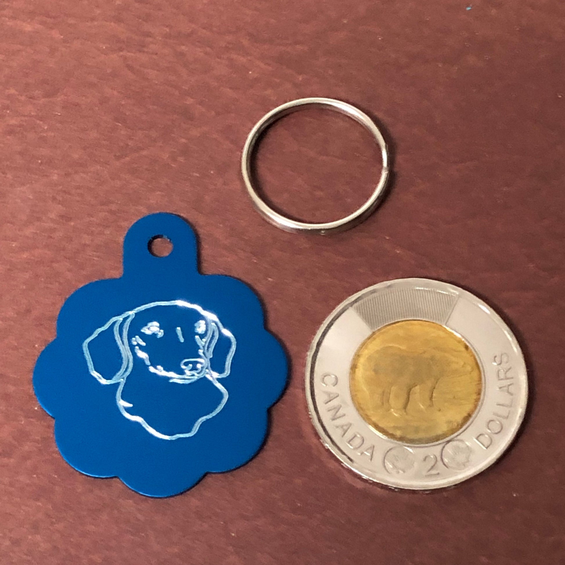Dog, Large Blue Rosette Tag, Personalized Aluminum Tag, Diamond Engraved, Dog Cat Tag ID Tag Kitty Tag Puppy Tag CAQALBRT