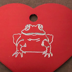 Frog, Large Heart Aluminum Tag, Personalized Diamond Engraved, Pet Tag, Cat Tag, Dog Tag, ID Tag, For Bags, Backpacks, Key Chain, CAatAPLHT