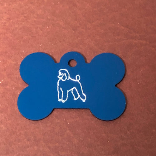 Poodle Dog, Large Bone Tag, Aluminum Personalized Diamond Engraved, Dog Tag, Pet Tag, ID Tags, For Dog Collar, Puppy Tag, CAFAPLBT